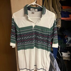 Grand Slam Green and White Patterned Polo Shirt